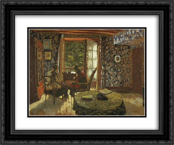 Interior 24x20 Black Ornate Wood Framed Art Print Poster with Double Matting by Vuillard, Edouard