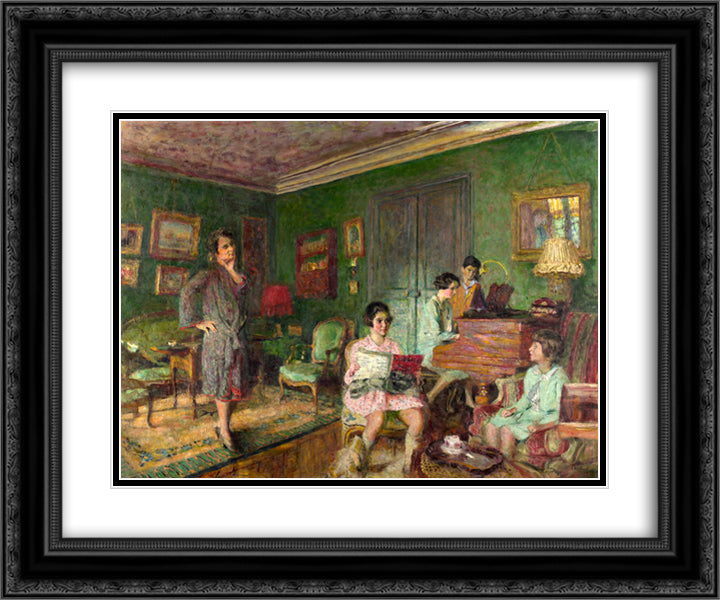 Madame Andre Wormser and her Children 24x20 Black Ornate Wood Framed Art Print Poster with Double Matting by Vuillard, Edouard