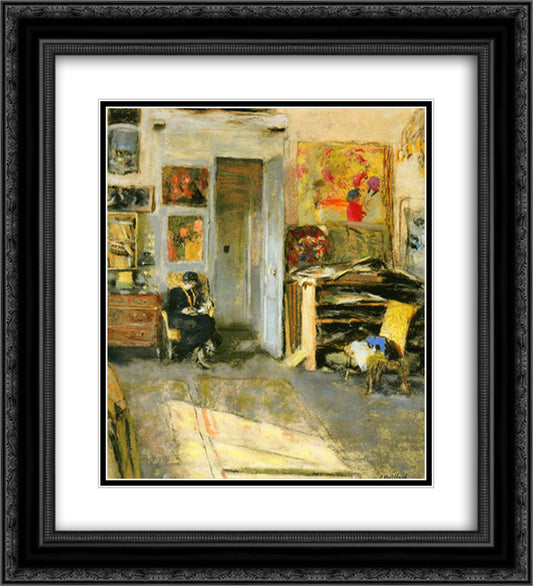 Madame Losse Hessel in Vuillard's Studio 20x22 Black Ornate Wood Framed Art Print Poster with Double Matting by Vuillard, Edouard