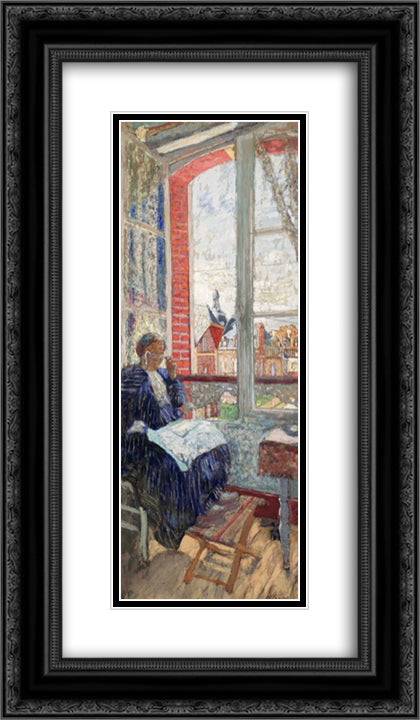 Madame Vuillard at the Hotel 14x24 Black Ornate Wood Framed Art Print Poster with Double Matting by Vuillard, Edouard