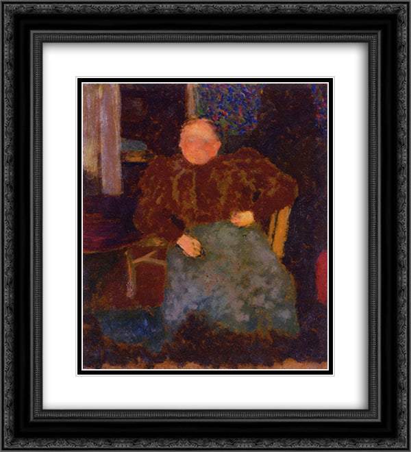 Madame Vuillard Seated 20x22 Black Ornate Wood Framed Art Print Poster with Double Matting by Vuillard, Edouard