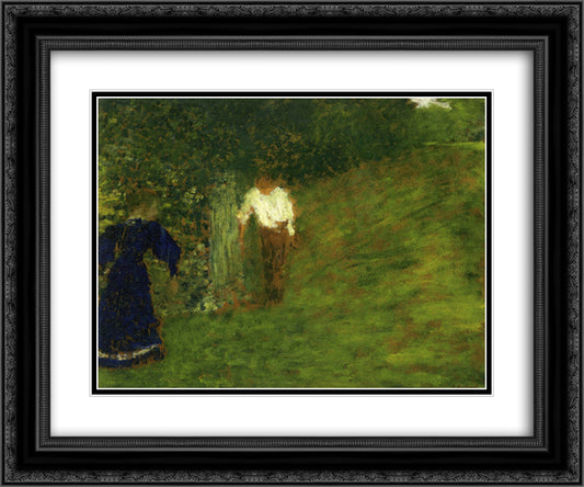 Man and Woman beneath a Tree 24x20 Black Ornate Wood Framed Art Print Poster with Double Matting by Vuillard, Edouard