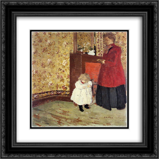 Mother and Child 20x20 Black Ornate Wood Framed Art Print Poster with Double Matting by Vuillard, Edouard