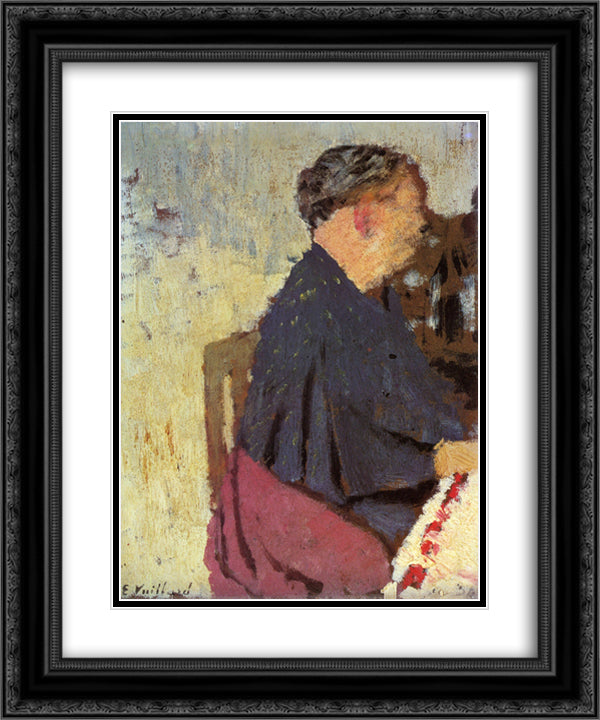 My Mother 20x24 Black Ornate Wood Framed Art Print Poster with Double Matting by Vuillard, Edouard