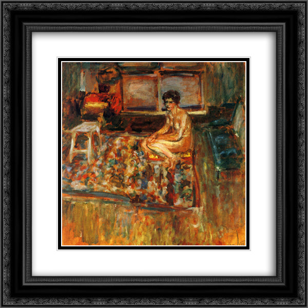 Nude on an Orange Rug 20x20 Black Ornate Wood Framed Art Print Poster with Double Matting by Vuillard, Edouard