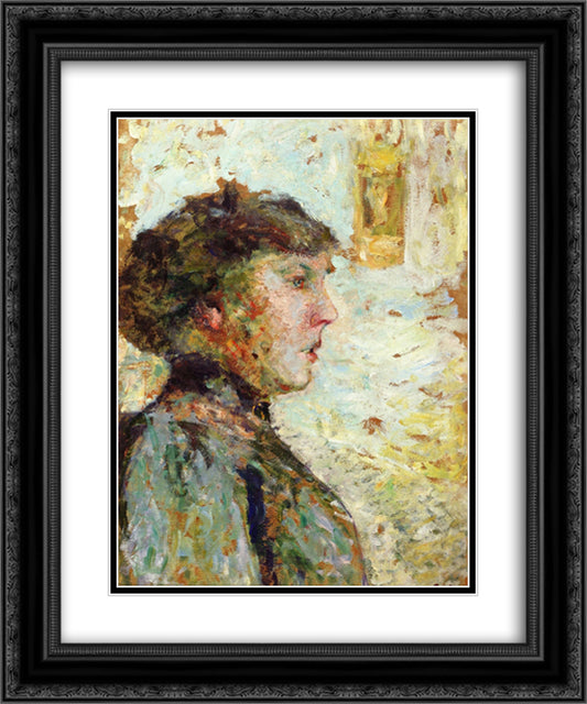 Portrait of a Woman in Profile 20x24 Black Ornate Wood Framed Art Print Poster with Double Matting by Vuillard, Edouard