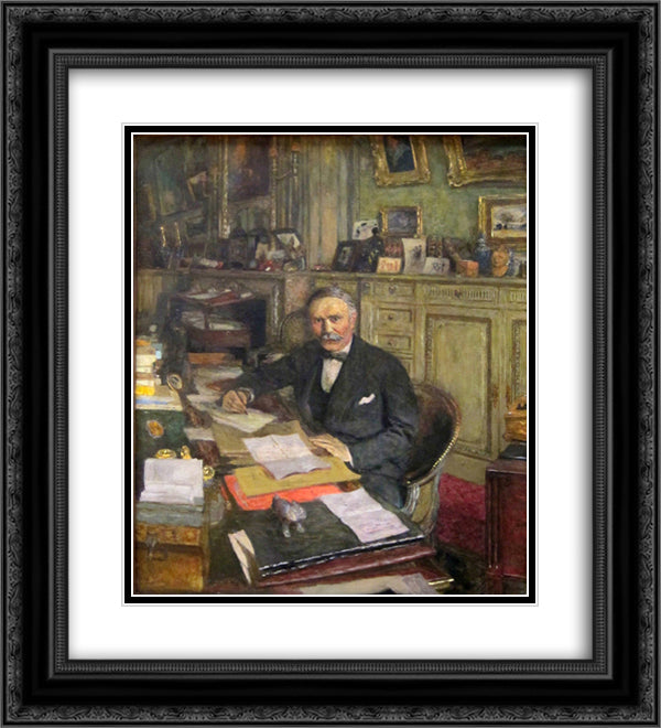 Portrait of Louis Loucheur 20x22 Black Ornate Wood Framed Art Print Poster with Double Matting by Vuillard, Edouard