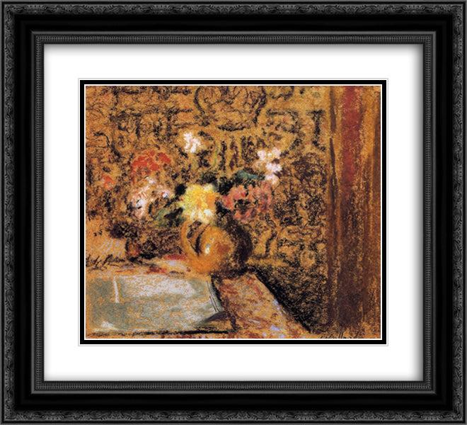 Still Life with Flowers 22x20 Black Ornate Wood Framed Art Print Poster with Double Matting by Vuillard, Edouard