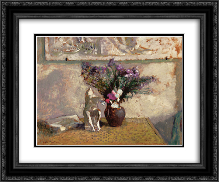 Still Life with Leda 24x20 Black Ornate Wood Framed Art Print Poster with Double Matting by Vuillard, Edouard