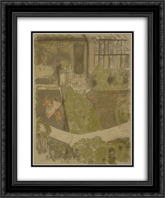 The garden outside the workshop 20x24 Black Ornate Wood Framed Art Print Poster with Double Matting by Vuillard, Edouard