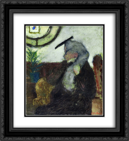 The Comb 20x22 Black Ornate Wood Framed Art Print Poster with Double Matting by Vuillard, Edouard