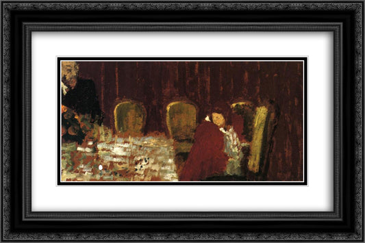 The Dining Room 24x16 Black Ornate Wood Framed Art Print Poster with Double Matting by Vuillard, Edouard