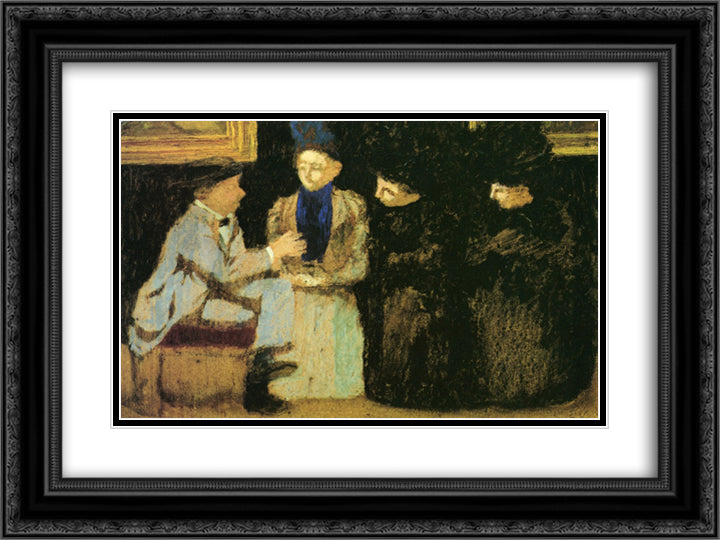 The Discussion 24x18 Black Ornate Wood Framed Art Print Poster with Double Matting by Vuillard, Edouard