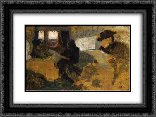 The First Class Compartment 24x18 Black Ornate Wood Framed Art Print Poster with Double Matting by Vuillard, Edouard