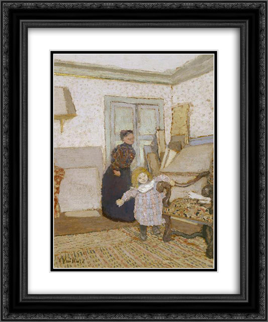 The First Steps 20x24 Black Ornate Wood Framed Art Print Poster with Double Matting by Vuillard, Edouard