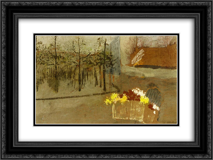 The Florist 24x18 Black Ornate Wood Framed Art Print Poster with Double Matting by Vuillard, Edouard