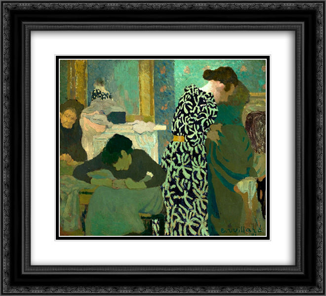 The Flowered Dress 22x20 Black Ornate Wood Framed Art Print Poster with Double Matting by Vuillard, Edouard