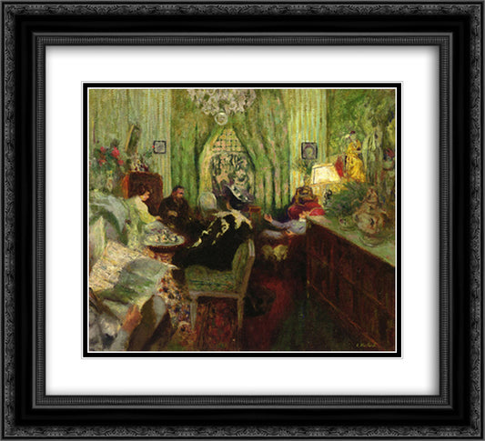 The Salon of Madame Aron 22x20 Black Ornate Wood Framed Art Print Poster with Double Matting by Vuillard, Edouard