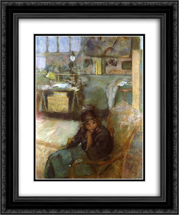 The Studio 20x24 Black Ornate Wood Framed Art Print Poster with Double Matting by Vuillard, Edouard