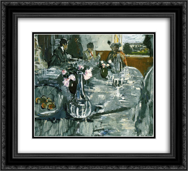 The Table 22x20 Black Ornate Wood Framed Art Print Poster with Double Matting by Vuillard, Edouard