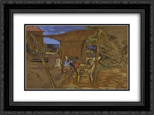 The Tent 24x18 Black Ornate Wood Framed Art Print Poster with Double Matting by Vuillard, Edouard