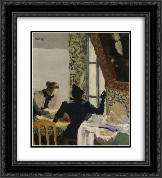 The Thread 20x22 Black Ornate Wood Framed Art Print Poster with Double Matting by Vuillard, Edouard