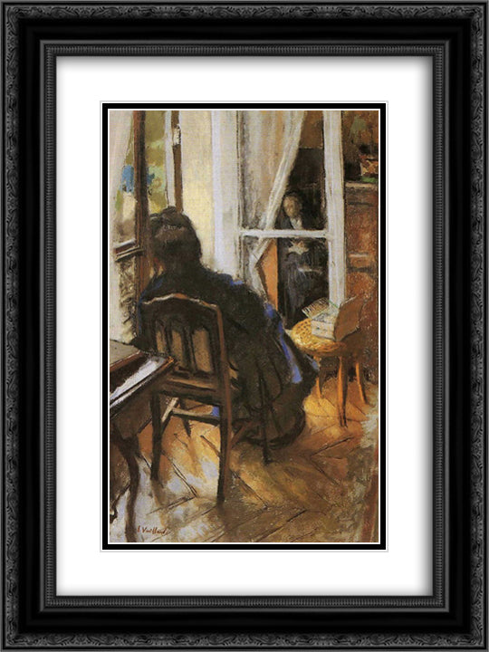 The Window 18x24 Black Ornate Wood Framed Art Print Poster with Double Matting by Vuillard, Edouard