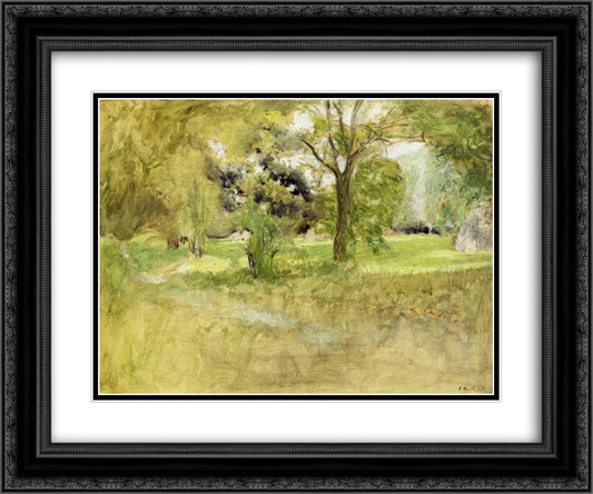 Trees in a Field 24x20 Black Ornate Wood Framed Art Print Poster with Double Matting by Vuillard, Edouard