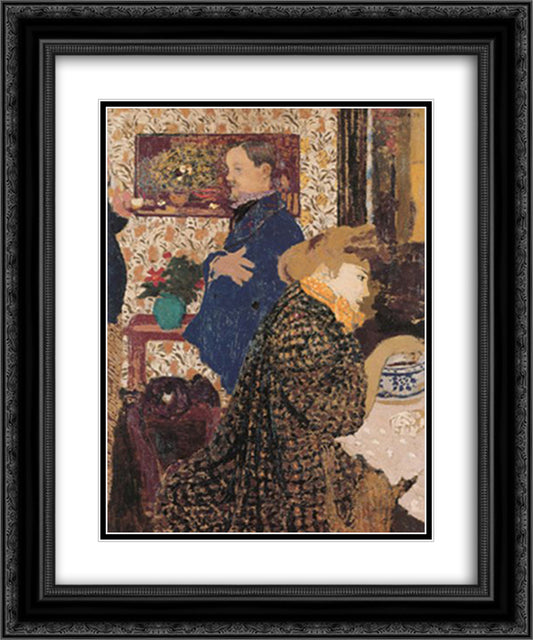 Valloton and Misia in the Dining Room at Rue Saint-Florentin 20x24 Black Ornate Wood Framed Art Print Poster with Double Matting by Vuillard, Edouard