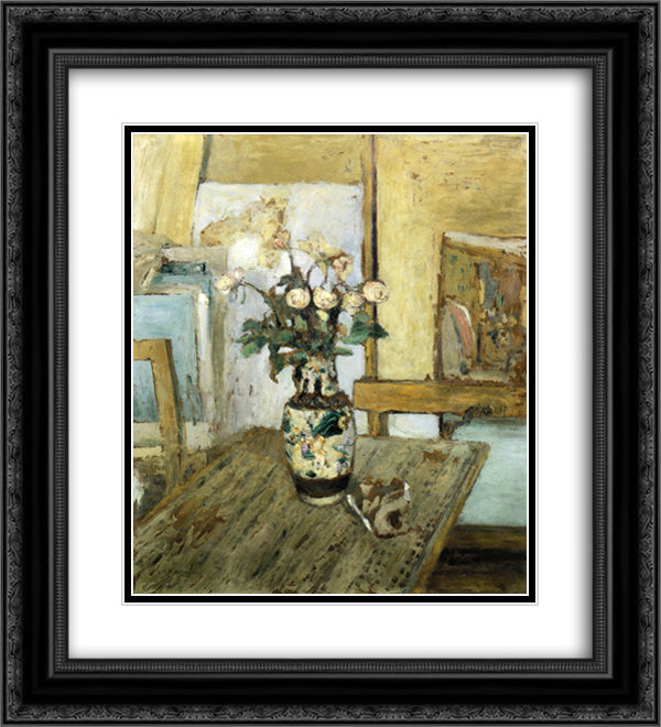 Vase of Flowers 20x22 Black Ornate Wood Framed Art Print Poster with Double Matting by Vuillard, Edouard