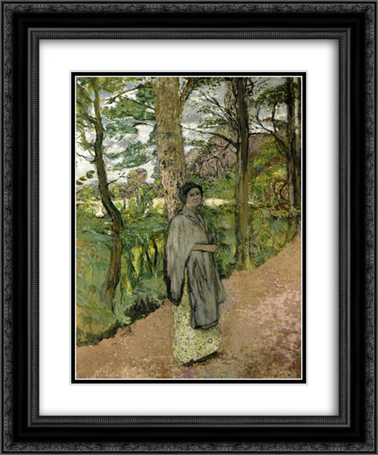 Woman in Grey in a Lane 20x24 Black Ornate Wood Framed Art Print Poster with Double Matting by Vuillard, Edouard