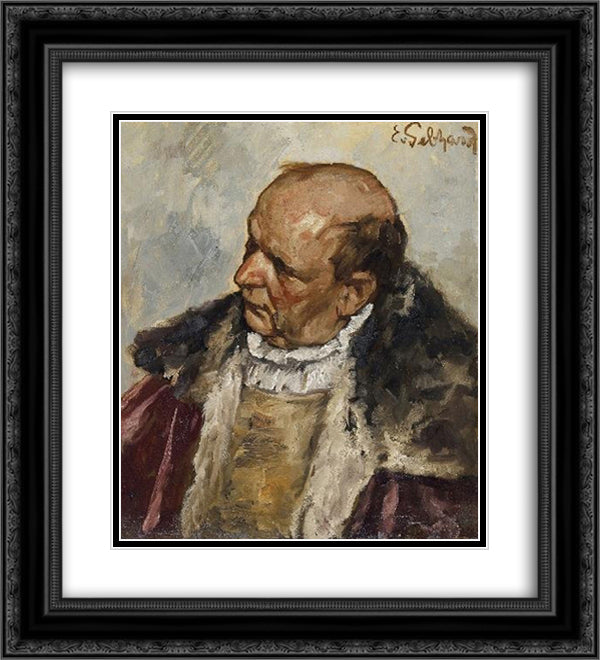 MaNNLICHER CHARAKTERKOPF 20x22 Black Ornate Wood Framed Art Print Poster with Double Matting by Gebhardt, Eduard von
