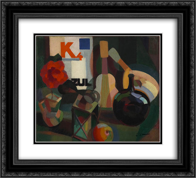 K4 Quadrado Azul 22x20 Black Ornate Wood Framed Art Print Poster with Double Matting by Viana, Eduardo