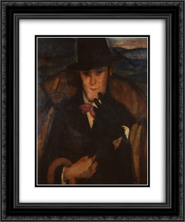 Retrato do Arquitecto Varela 20x24 Black Ornate Wood Framed Art Print Poster with Double Matting by Viana, Eduardo