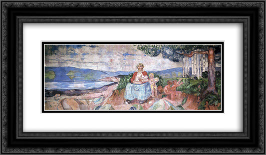 Alma Mater 24x14 Black Ornate Wood Framed Art Print Poster with Double Matting by Munch, Edvard