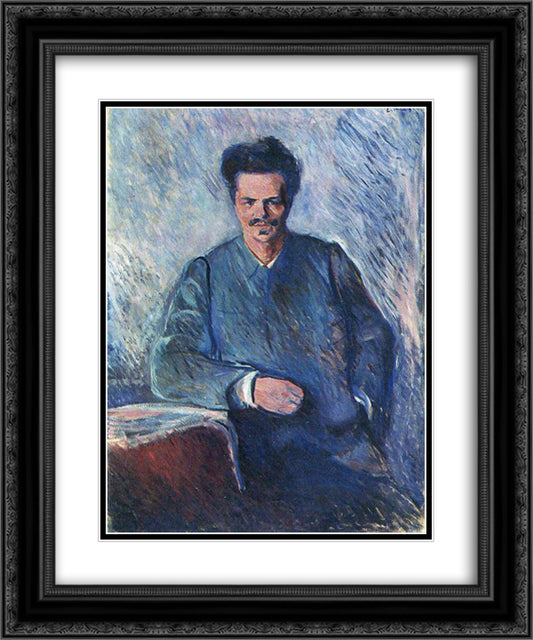 August Stindberg 20x24 Black Ornate Wood Framed Art Print Poster with Double Matting by Munch, Edvard