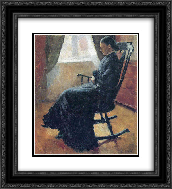 Aunt Karen in the Rocking Chair 20x22 Black Ornate Wood Framed Art Print Poster with Double Matting by Munch, Edvard