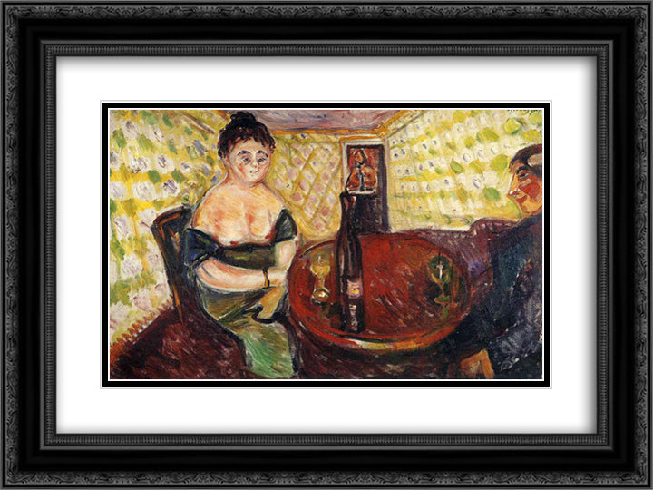 Brothel Scene. Zum sussen Madel 24x18 Black Ornate Wood Framed Art Print Poster with Double Matting by Munch, Edvard