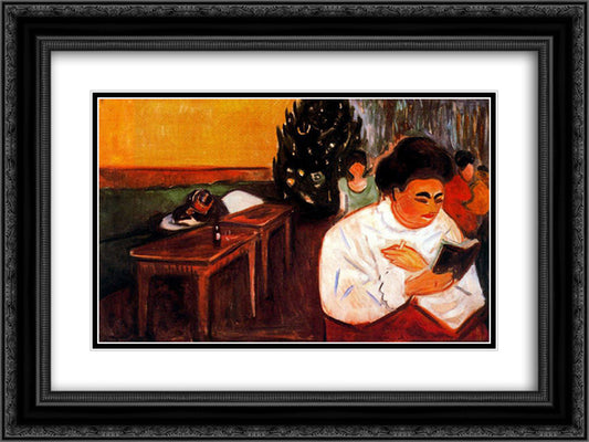 Christmas in the Brothel 24x18 Black Ornate Wood Framed Art Print Poster with Double Matting by Munch, Edvard