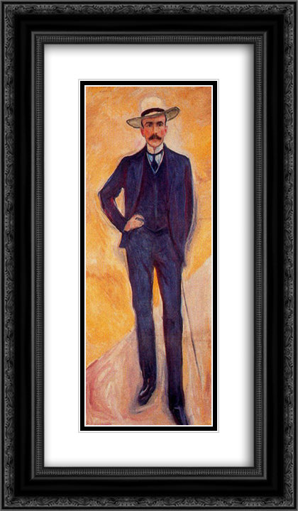 Count Harry Kessler 14x24 Black Ornate Wood Framed Art Print Poster with Double Matting by Munch, Edvard