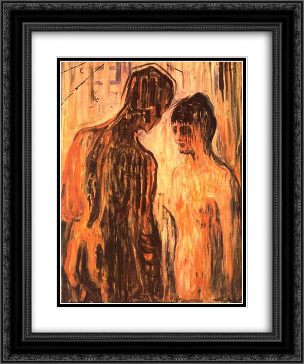 Cupid and Psyche 20x24 Black Ornate Wood Framed Art Print Poster with Double Matting by Munch, Edvard