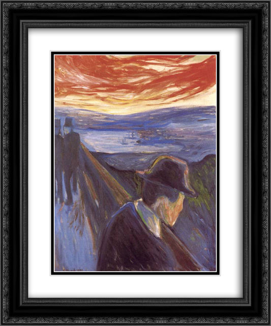 Despair 20x24 Black Ornate Wood Framed Art Print Poster with Double Matting by Munch, Edvard