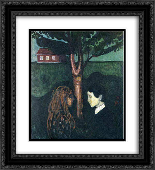 Eye in Eye 20x22 Black Ornate Wood Framed Art Print Poster with Double Matting by Munch, Edvard