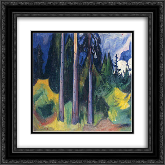 Forest 20x20 Black Ornate Wood Framed Art Print Poster with Double Matting by Munch, Edvard