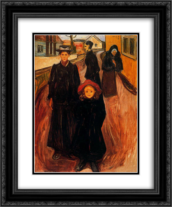 Four Ages in Life 20x24 Black Ornate Wood Framed Art Print Poster with Double Matting by Munch, Edvard