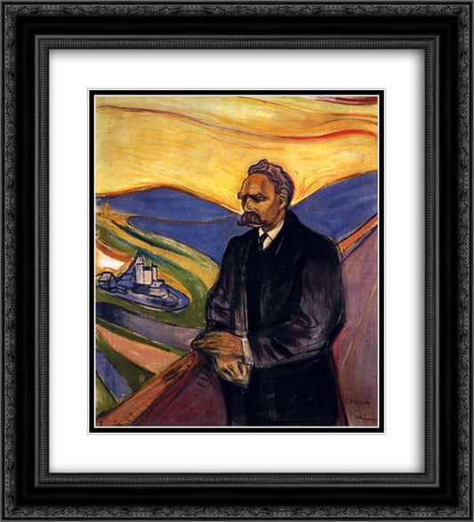 Friedrich Nietzsche 20x22 Black Ornate Wood Framed Art Print Poster with Double Matting by Munch, Edvard