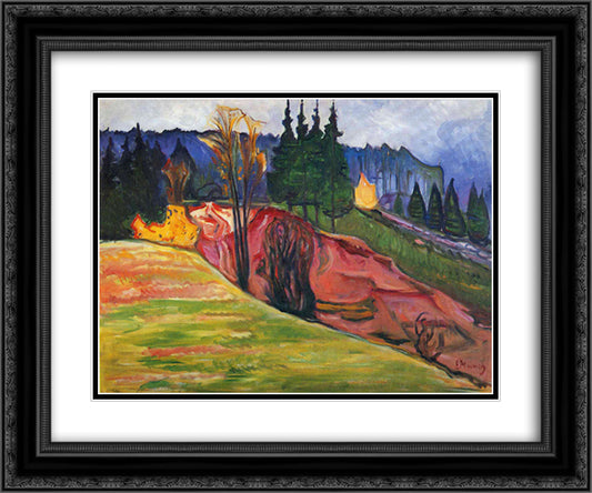 From Thuringewald 24x20 Black Ornate Wood Framed Art Print Poster with Double Matting by Munch, Edvard