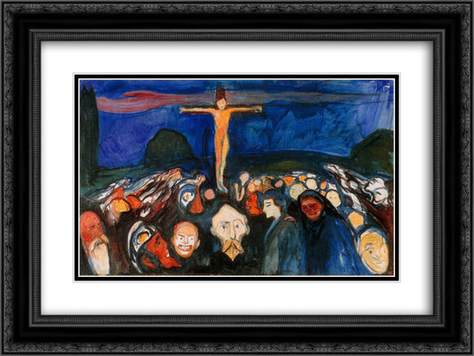 Golgotha 24x18 Black Ornate Wood Framed Art Print Poster with Double Matting by Munch, Edvard