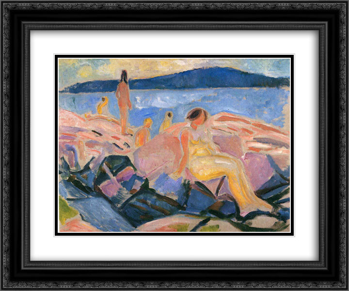 High Summer II 24x20 Black Ornate Wood Framed Art Print Poster with Double Matting by Munch, Edvard