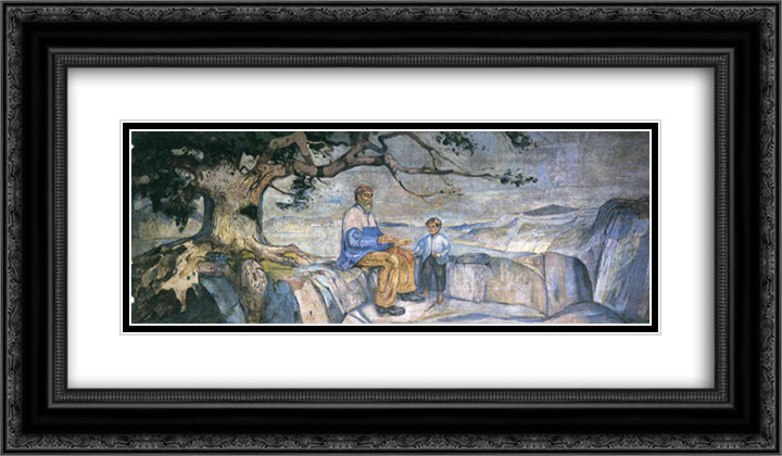 History 24x14 Black Ornate Wood Framed Art Print Poster with Double Matting by Munch, Edvard